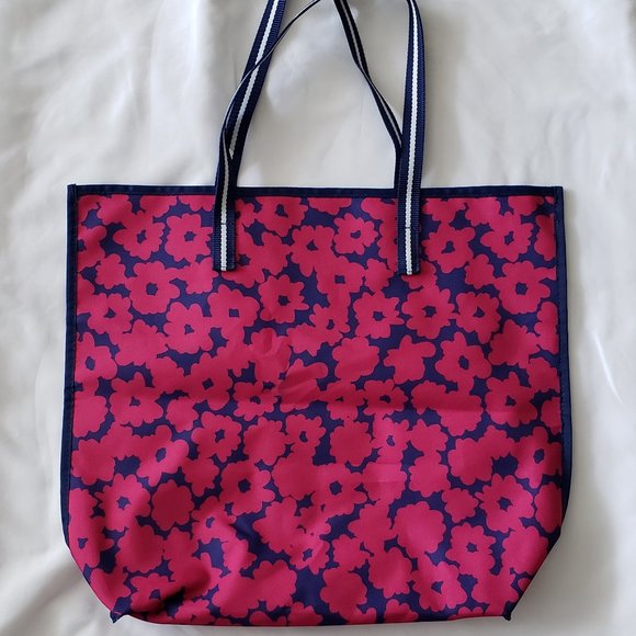 **SOLD**Estee Lauder Navy & Pink Flowered Large Tote Bag ~ NEW - Picture 1 of 5
